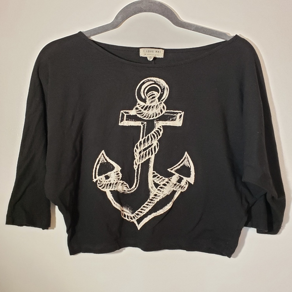 100% cotton made in USA- cute nautical crop top!